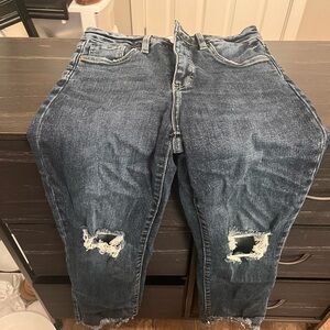 High Rise Distressed Denim Jeans